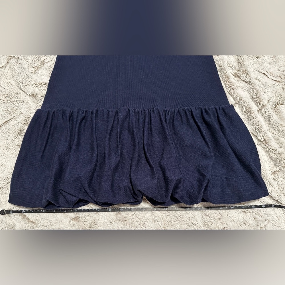 Freshman 1996 Blue Strapless Bandeau Bubble Hem Sweater Dress - Picture 8 of 10